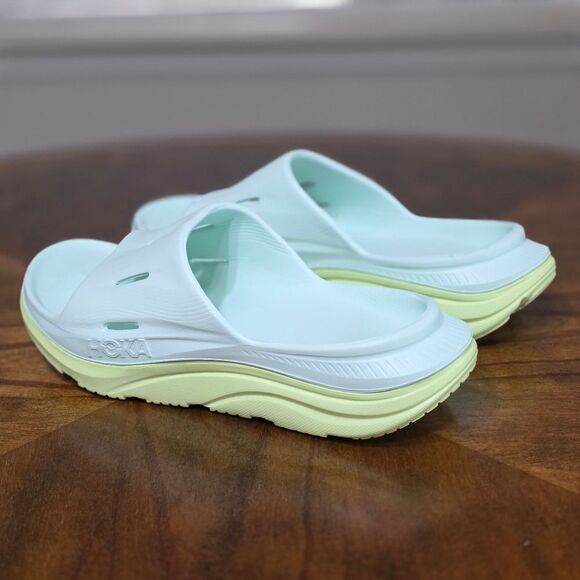 Hoka Ora Recovery Slide 3 Sandals Aqua Breeze Celery Green Men's 9 Clifton New - Picture 6 of 14